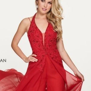 Red Fun Fashion by Rachel Allen with overskirt